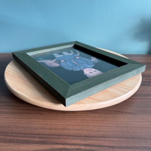 Vintage 1988 Norma Schneeman Framed Art Print Of Child With Horse In Green Wood - Picture 8 of 9